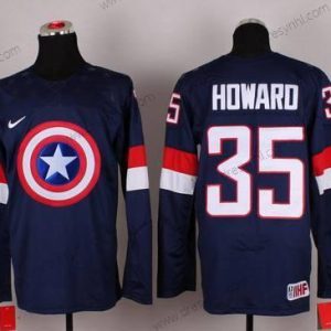 Nike 2015 Tým USA #35 Jimmy Howard Captain Amerika Námořnictvo Modrý dres – Pánské