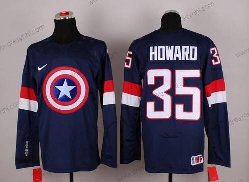 Nike 2015 Tým USA #35 Jimmy Howard Captain Amerika Námořnictvo Modrý dres – Pánské