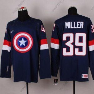 Nike 2015 Tým USA #39 Ryan Miller Captain Amerika Námořnictvo Modrý dres – Pánské