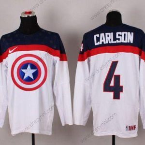 Nike 2015 Tým USA #4 John Carlson Captain Amerika Bílý dres – Pánské