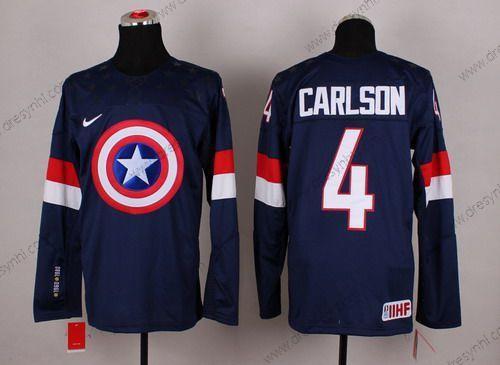 Nike 2015 Tým USA #4 John Carlson Captain Amerika Námořnictvo Modrý dres – Pánské