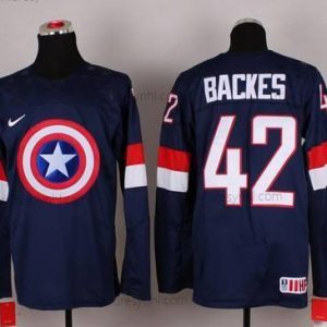 Nike 2015 Tým USA #42 David Backes Captain Amerika Námořnictvo Modrý dres – Pánské