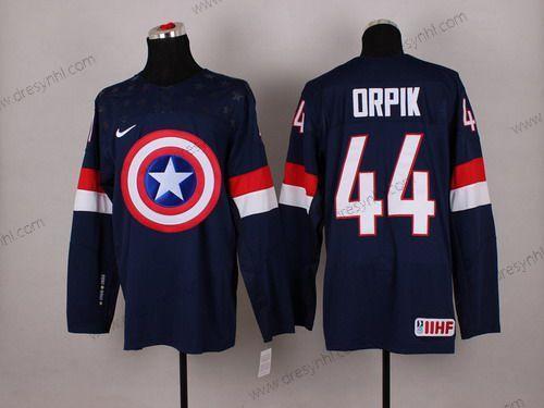 Nike 2015 Tým USA #44 Brooks Orpik Captain Amerika Námořnictvo Modrý dres – Pánské