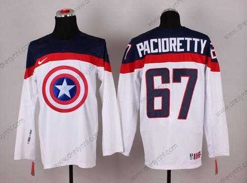 Nike 2015 Tým USA #67 Max Pacioretty Captain Amerika Bílý dres – Pánské