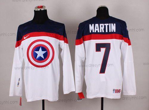 Nike 2015 Tým USA #7 Paul Martin Captain Amerika Bílý dres – Pánské