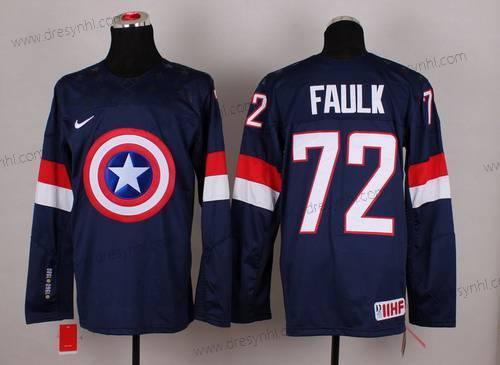 Nike 2015 Tým USA #72 Justin Faulk Captain Amerika Námořnictvo Modrý dres – Pánské