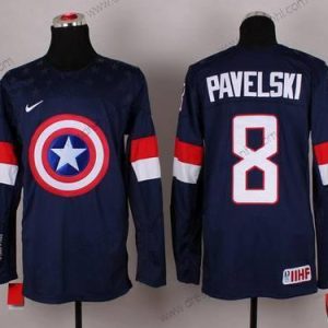 Nike 2015 Tým USA #8 Joe Pavelski Captain Amerika Námořnictvo Modrý dres – Pánské