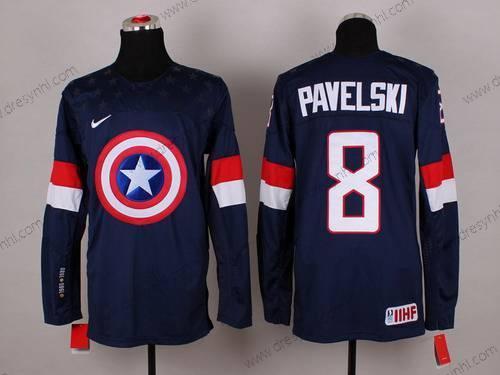 Nike 2015 Tým USA #8 Joe Pavelski Captain Amerika Námořnictvo Modrý dres – Pánské