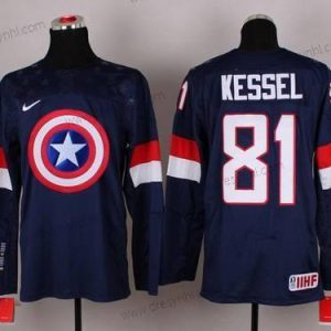 Nike 2015 Tým USA #81 Phil Kessel Captain Amerika Námořnictvo Modrý dres – Pánské