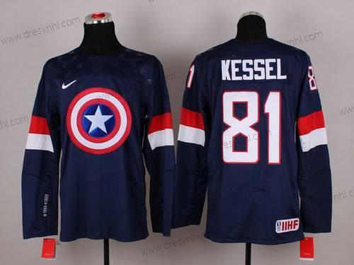 Nike 2015 Tým USA #81 Phil Kessel Captain Amerika Námořnictvo Modrý dres – Pánské