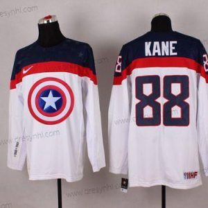 Nike 2015 Tým USA #88 Patrick Kane Captain Amerika Bílý dres – Pánské