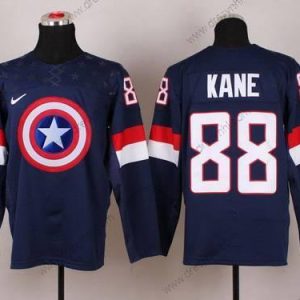 Nike 2015 Tým USA #88 Patrick Kane Captain Amerika Námořnictvo Modrý dres – Pánské