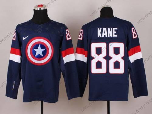 Nike 2015 Tým USA #88 Patrick Kane Captain Amerika Námořnictvo Modrý dres – Pánské