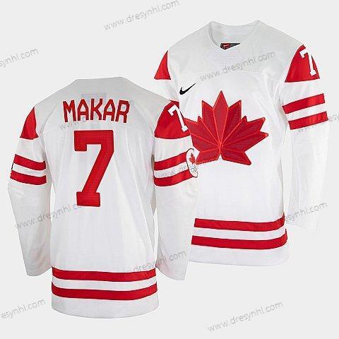 Nike Cale Makar Kanada Hokejový Bílý 2022 Beijing Zimní #7 Olympic Domácí dres dres – Pánské