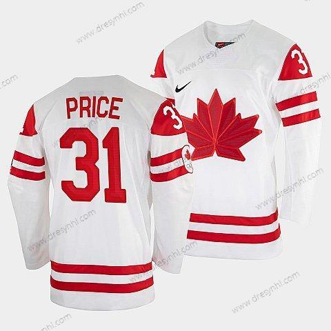 Nike Carey Price Kanada Hokejový Bílý 2022 Beijing Zimní Olympic #31 Domácí dres dres – Pánské