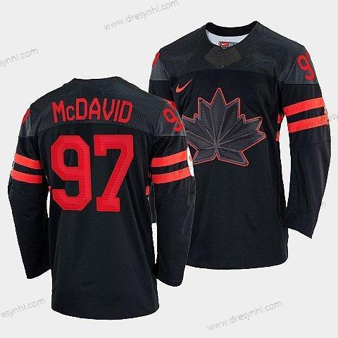 Nike Connor Mcdavid Kanada Hokejový Černá 2022 Beijing Zimní Olympic #97 Náhradní Rrplica dres – Pánské