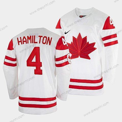 Nike Dougie Hamilton Kanada Hokejový Bílý 2022 Beijing Zimní Olympic #4 Domácí dres dres – Pánské