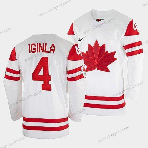 Nike Jarome Iginla Kanada Hokejový Bílý 2022 Zimní Olympic #4 Salt Lake City dres – Pánské