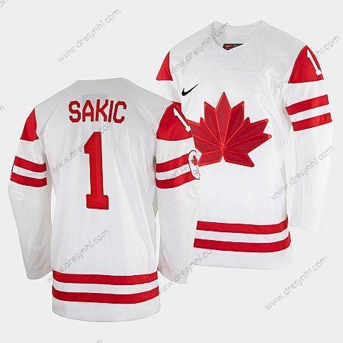 Nike Joe Sakic Kanada Hokejový Bílý 2022 Zimní Olympic #1 Salt Lake City dres – Pánské