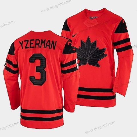 Nike Kanada Hokejový Steve Yzerman Červené 2022 Zimní Olympic #3 Zlato Winner dres – Pánské