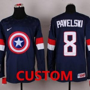 Nike Personalizované 2015 Tým USA Captain Amerika Námořnictvo Modrý dres – Pánské