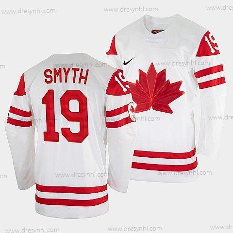 Nike Ryan Smyth Kanada Hokejový Bílý 2022 Zimní Olympic #19 Salt Lake City dres – Pánské