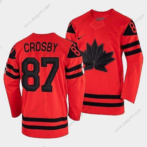 Nike Sidney Crosby Kanada Hokejový Červené 2022 Beijing Zimní Olympic #87 Hostující dres Rrplica dres – Pánské