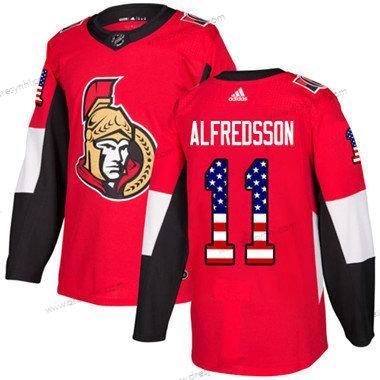 Ottawa Senators 11 Daniel Alfredsson Červené Domácí dres Autentické USA Flag Sešitý NHL dres – Dětské