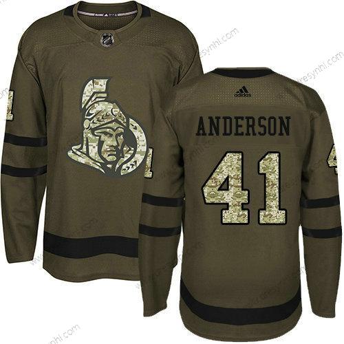 Ottawa Senators 41 Craig Anderson Zelená Salute to Service Sešitý NHL dres – Juniorské