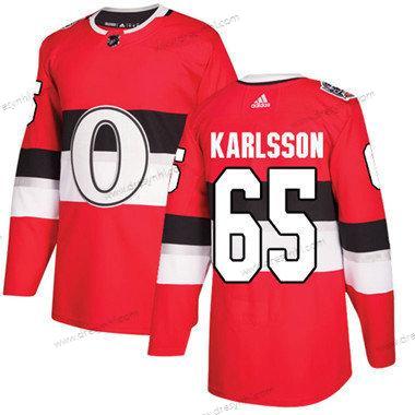 Ottawa Senators 65 Erik Karlsson Červené Autentické 1917-2017 100th Klasický Sešitý NHL dres – Dětské