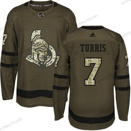 Ottawa Senators 7 Kyle Turris Zelená Salute to Service Sešitý NHL dres – Dětské