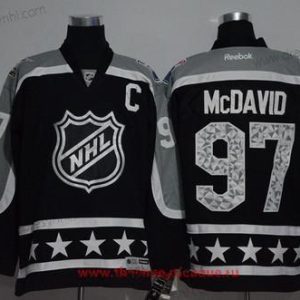 Pacific Division Edmonton Oilers #97 Connor Mcdavid Reebok Černá 2017 NHL All-Star Sešitý Hokejový dres – Pánské