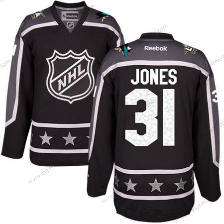 Pacific Division San Jose Sharks #31 Martin Jones Reebok Černá 2017 NHL All-Star Sešitý Hokejový dres – Pánské