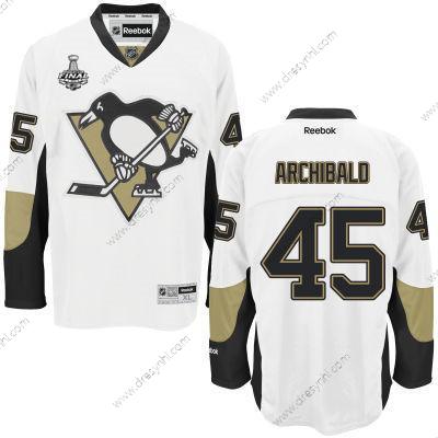 Pánské Pittsburgh Penguins #45 Josh Archibald Bílý Hostující dres 2017 Stanley Cup NHL Finals Patch dres – Juniorské