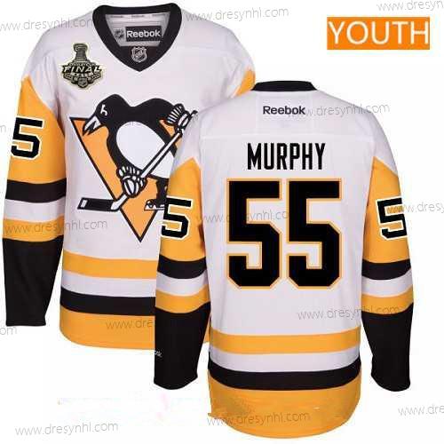 Pánské Pittsburgh Penguins #55 Larry Murphy Bílý Třetí dres 2017 Stanley Cup Finals Patch Sešitý NHL Reebok Hokejový dres – Juniorské