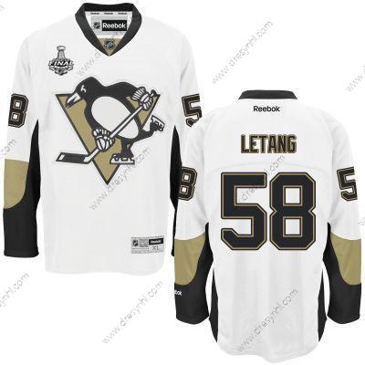 Pánské Pittsburgh Penguins #58 Kris Letang Bílý Hostující dres 2017 Stanley Cup NHL Finals Patch dres – Juniorské