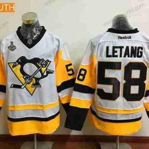 Pánské Pittsburgh Penguins #58 Kris Letang Bílý Třetí dres 2017 Stanley Cup Finals Patch Sešitý NHL Reebok Hokejový dres – Juniorské