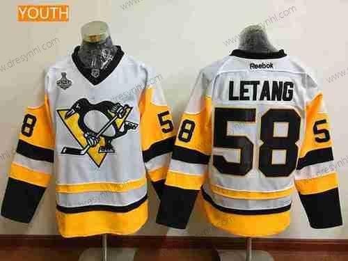 Pánské Pittsburgh Penguins #58 Kris Letang Bílý Třetí dres 2017 Stanley Cup Finals Patch Sešitý NHL Reebok Hokejový dres – Juniorské