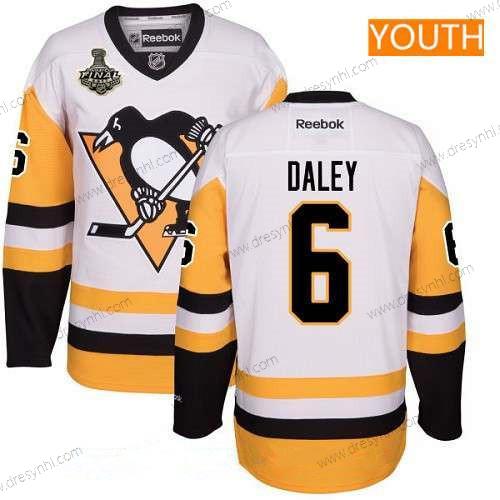 Pánské Pittsburgh Penguins #6 Trevor Daley Bílý Třetí dres 2017 Stanley Cup Finals Patch Sešitý NHL Reebok Hokejový dres – Juniorské