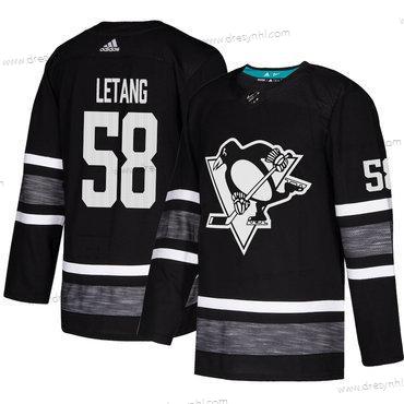 Penguins #58 Kris Letang Černá Autentické 2019 All-Star Sešitý Hokejový dres – Pánské