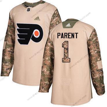 Philadelphia Flyers #1 Bernie Parent Camo Autentické 2017 Veterans Day Sešitý NHL dres – Juniorské