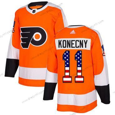 Philadelphia Flyers #11 Travis Konecny Oranžová Domácí dres Autentické USA Flag Sešitý NHL dres – Juniorské