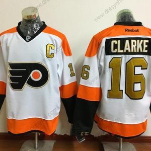 Philadelphia Flyers #16 Bobby Clarke Bílý 50Th Zlato Sešitý NHL 2016-17 Reebok Hokejový dres – Pánské