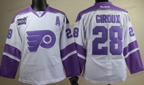 Philadelphia Flyers #28 Claude Giroux Bílý Bojuje proti rakovině dres – Dámské