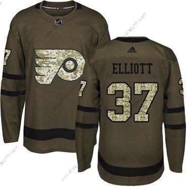 Philadelphia Flyers #37 Brian Elliott Zelená Salute to Service Sešitý NHL dres – Juniorské