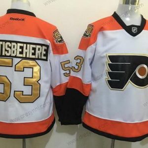 Philadelphia Flyers #53 Shayne Gostisbehere Bílý 50Th Výročí Zlato Sešitý NHL Reebok Hokejový dres – Pánské