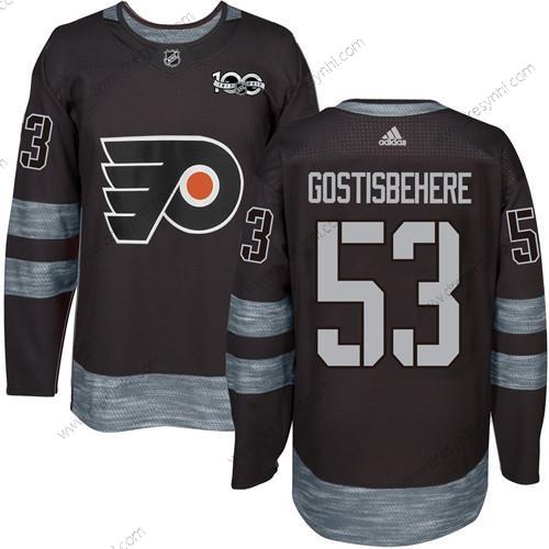 Philadelphia Flyers #53 Shayne Gostisbehere Černá 1917-2017 100th Výročí Sešitý NHL dres – Pánské