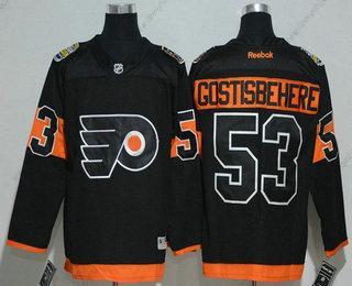 Philadelphia Flyers #53 Shayne Gostisbehere Černá 2017 Stadium Series Sešitý NHL Reebok Hokejový dres – Pánské