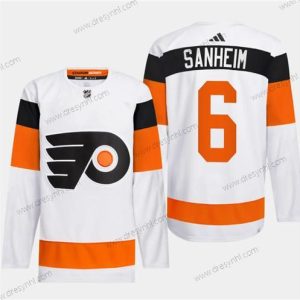 Philadelphia Flyers #6 Travis Sanheim Bílý 2024 Stadium Series Sešitý dres – Pánské