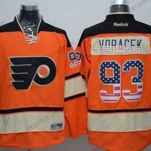 Philadelphia Flyers #93 Jakub Voracek Reebok Oranžová Náhradní NHL USA Flag dres – Pánské